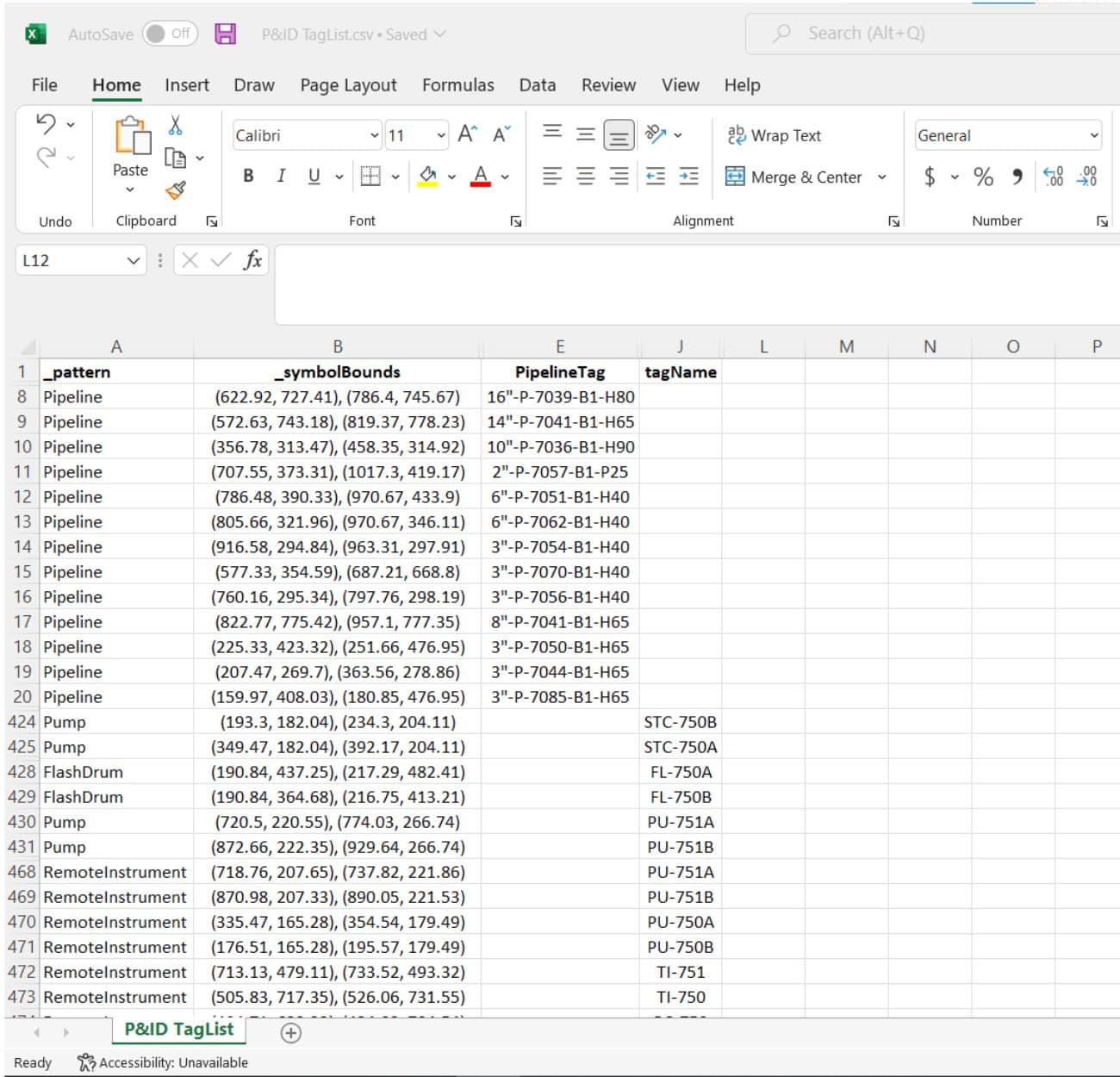 Exporting P&ID instrument list data to Microsoft Excel spreadsheet for asset management